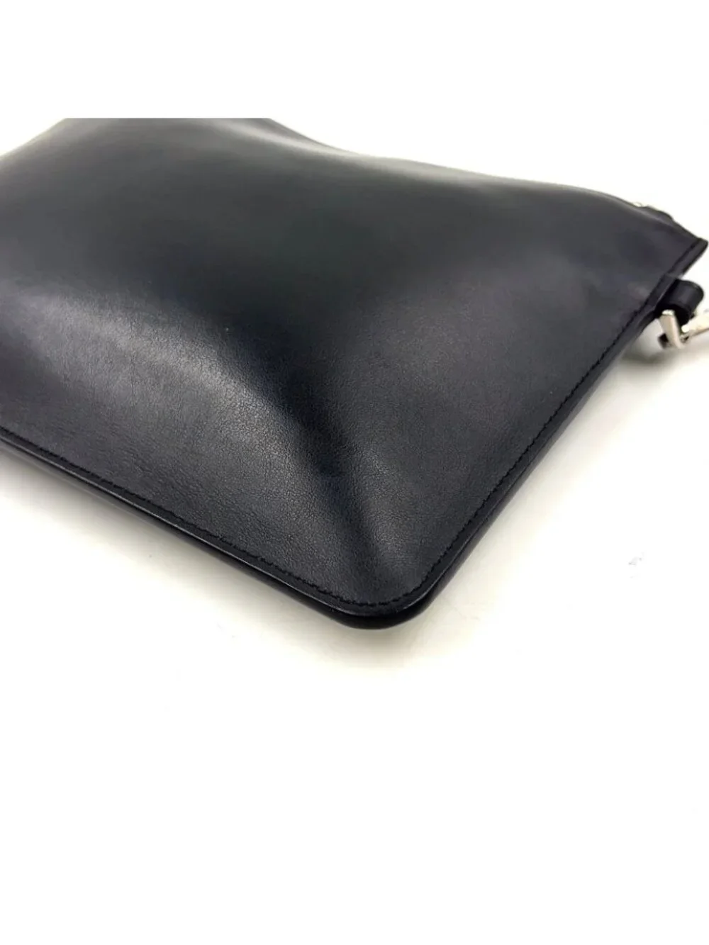 Fendi Mini Occhi Eyes Bugs Monster Leather Black Clutch Silver